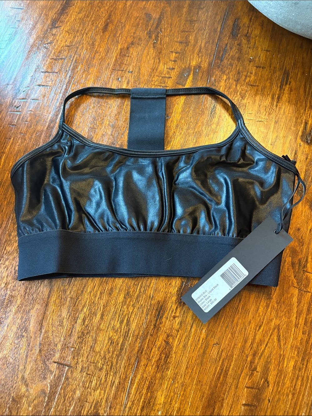 Noli Black Satin-Effect Racerback Bralette